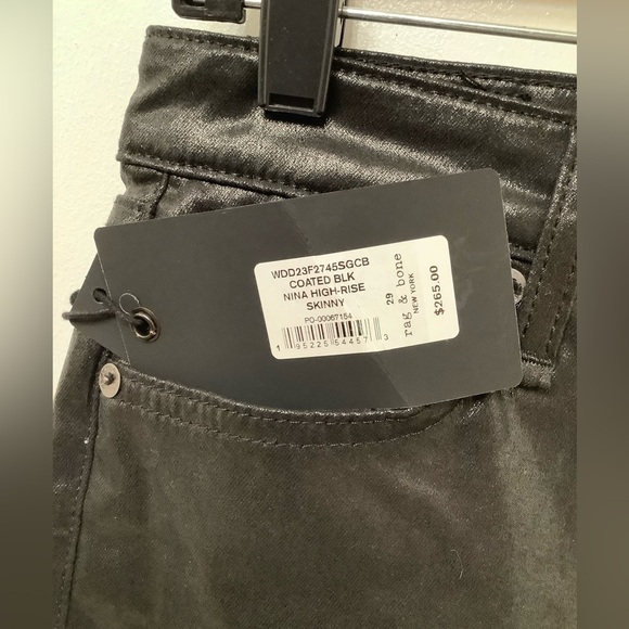 Rag & Bone Nina High Rise Women’s Skinny Jeans In Coated Black​​​​​ - Picture 12 of 15